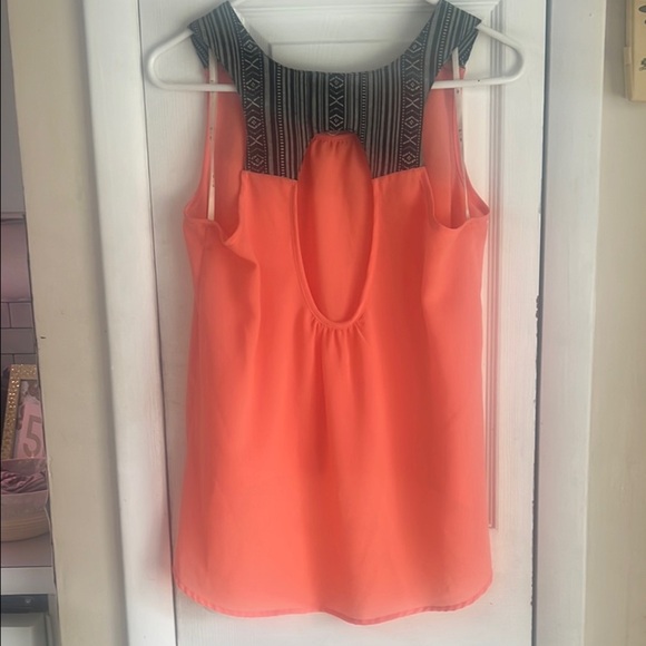 EM Asymmetrical Orange Tank Top with Flowy Design - Picture 2 of 9